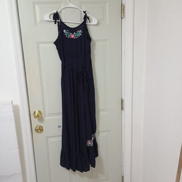SILVIA SUAREZ Embroidered Wrap Dress With Adjustable Thin Straps, Blue, Size S - Picture 6 of 6